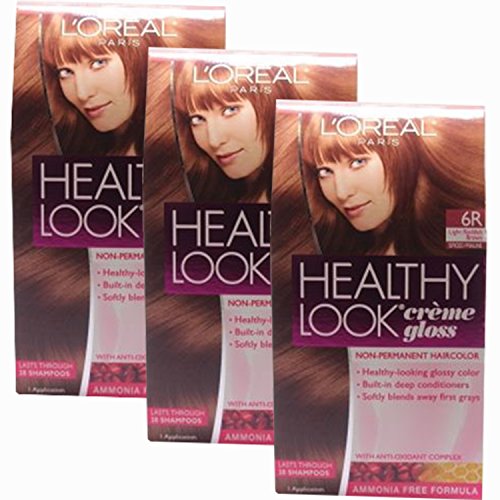 Loreal Healthy Look Creme Gloss Hair Color 6r Red Brown Pack of 3