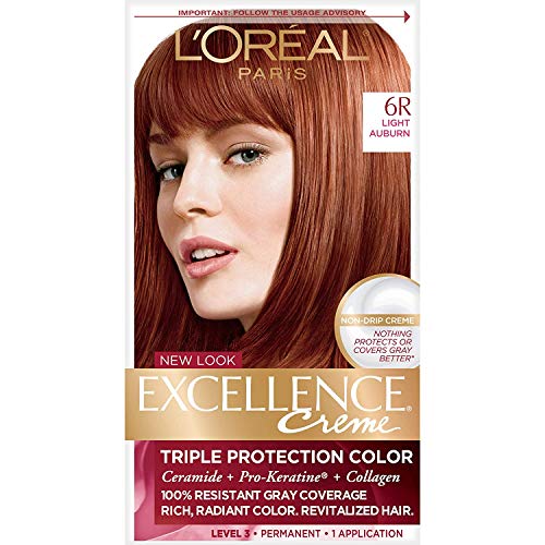 LOreal Paris Excellence Creme Permanent Hair Color, 6R Light Aub...