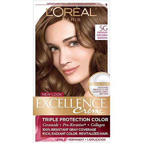 LOreal Paris Excellence Creme Permanent Hair Color, 5G Medium Go...