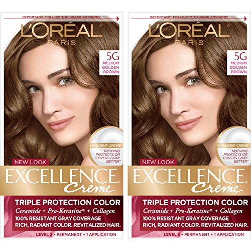 LOreal Paris Excellence Creme Permanent Hair Color, 5G Medium Go...