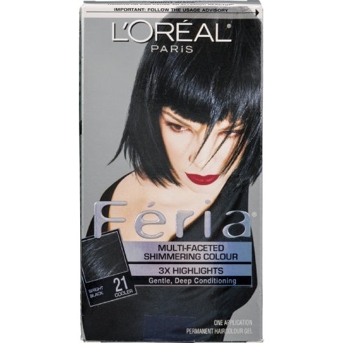 LOreal Paris Feria Permanent Haircolour Gel Bright Black 21 Cooler