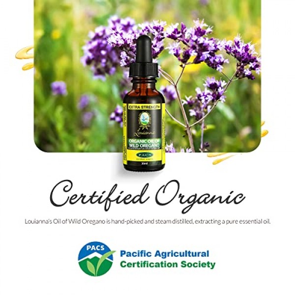 Louianna - Organic Wild Oregano Oil, Pure Oil of Oregano Drops, W...