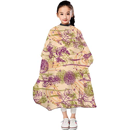 Purple Wildflowers Floral Kids Barber Cape Professional Home Salo...