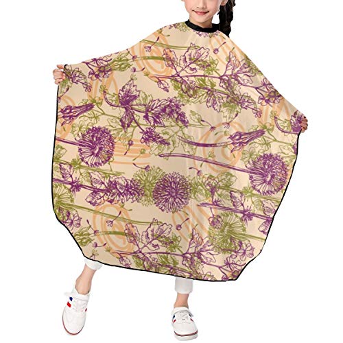Purple Wildflowers Floral Kids Barber Cape Professional Home Salo...
