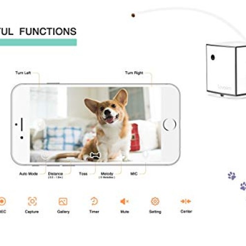 LOVOOM Pet Camera: Kibble Tossing Play, Wi-Fi Kibble Cam with Pan...