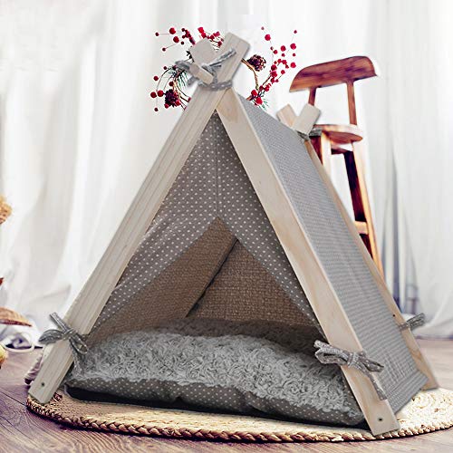 LuckerMore Pet Teepee Tent Dog Cat Tent Bed Small Washable with S...