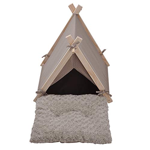 LuckerMore Pet Teepee Tent Dog Cat Tent Bed Small Washable with S...