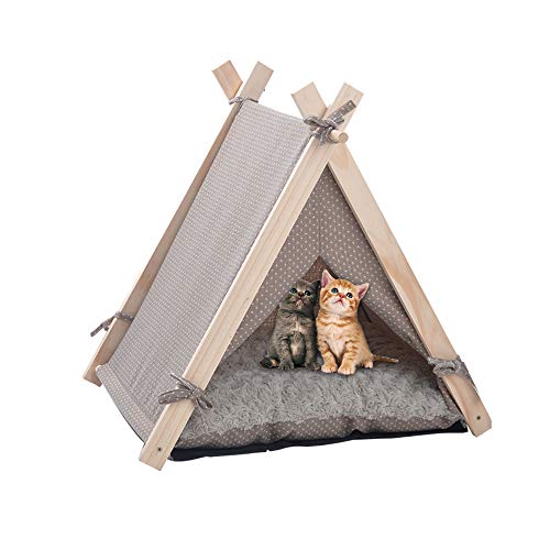 LuckerMore Pet Teepee Tent Dog Cat Tent Bed Small Washable with S...