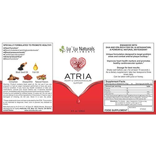 Atria - Heart & Cardiovascular Health Support Supplement. Promote...