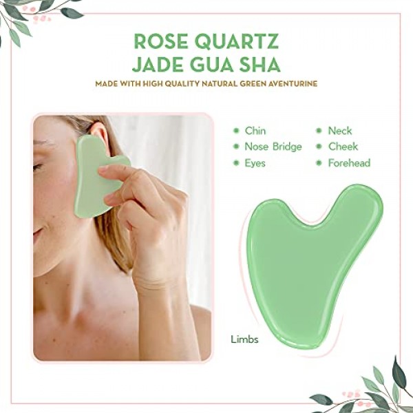 Lunox Jade Roller For Face and Gua Sha Guasha Massage Tool for Fa...