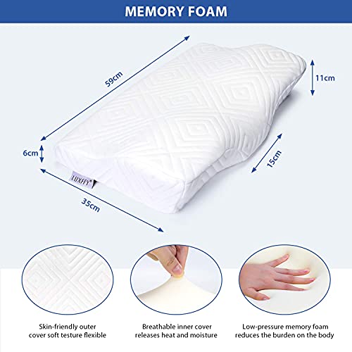 LUXFFY Contour Memory Foam Pillow Adjustable Ergonomic Neck Pillo...
