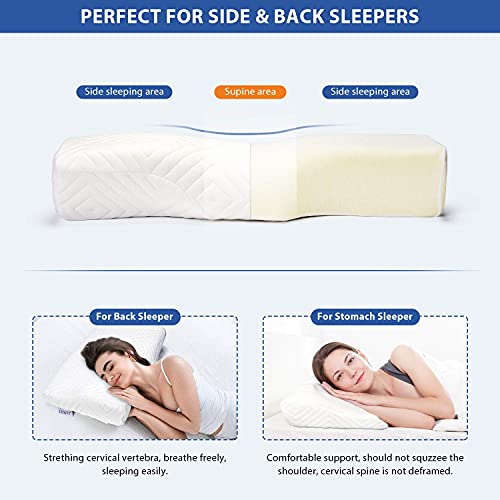 LUXFFY Contour Memory Foam Pillow Adjustable Ergonomic Neck Pillo...