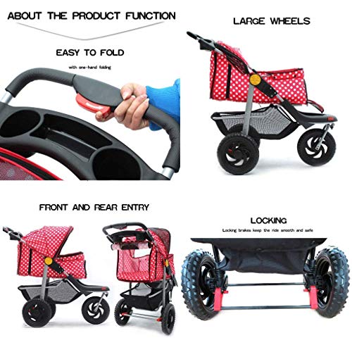Pet Stroller Dog Stroller for Large Pet Jogger Stroller for 2 Dog...