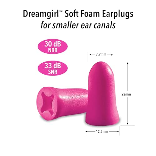 Macks Dreamgirl Soft Foam Earplugs, 50 Pair, Pink - 30dB NRR, 33...
