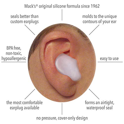 Macks Pillow Soft Silicone Earplugs, 12 Pair – The Original Mold...