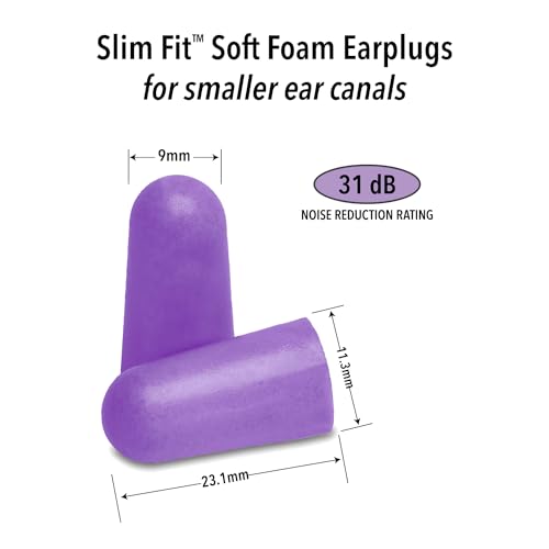 Macks Slim Fit Soft Foam Earplugs, 50 Pair - Small Ear Plugs for...