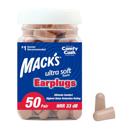 Macks Ultra Soft Foam Earplugs, 50 Pair - 33dB Highest NRR, Comf...