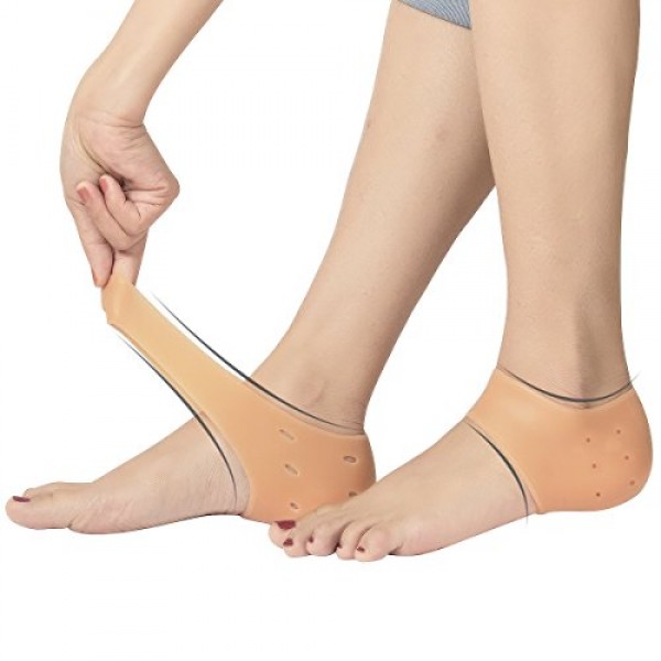 Madholly 5 Pairs Gel Heel Sleeves, Breathable Silicone Heel Socks...