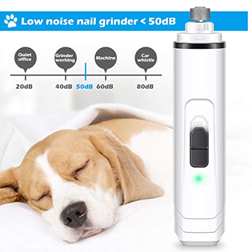 Magicfun Pet Nail Grinder for Dogs, 2 Speeds Rechargeable Dog Nai...