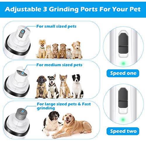 Magicfun Pet Nail Grinder for Dogs, 2 Speeds Rechargeable Dog Nai...