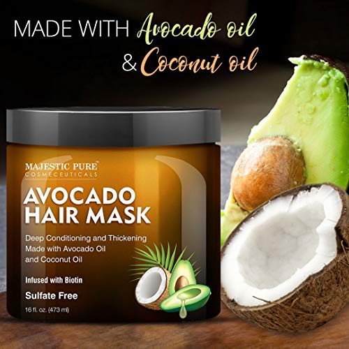 MAJESTIC PURE Avocado and Coconut Hair Mask for Dry Damaged Hair ...