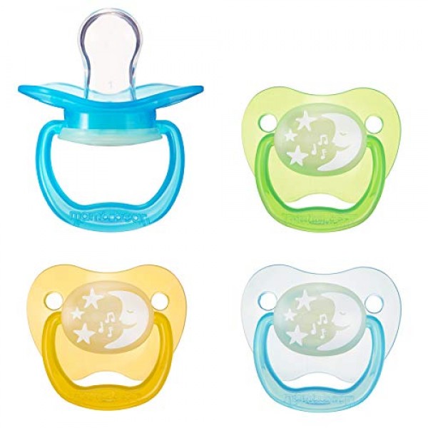 Amazon Brand - Mama Bear Glow-in-the-Dark Baby Pacifier, Stage 1 ...
