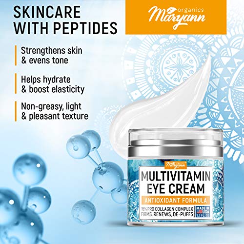 Maryann Organics Eye Cream - Natural Formula with Hyaluronic Acid...