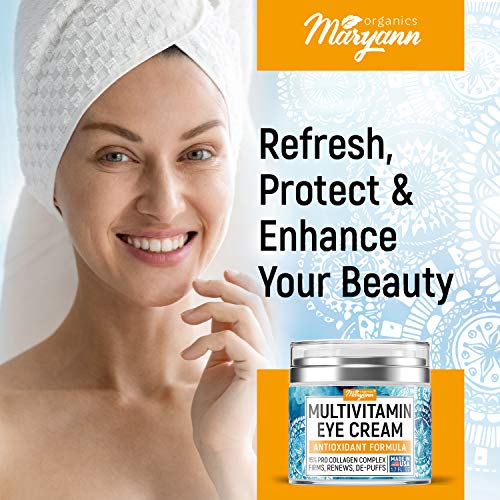 Maryann Organics Eye Cream - Natural Formula with Hyaluronic Acid...