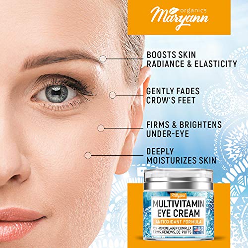 Maryann Organics Eye Cream - Natural Formula with Hyaluronic Acid...