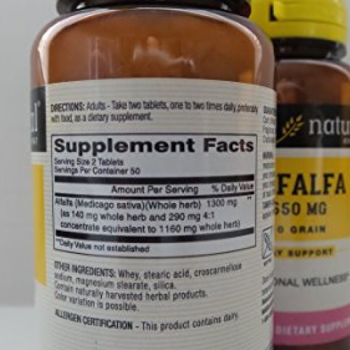 Mason Natural Alfalfa Dehydrated Leaves 650mg Tablets, Double Str...