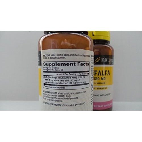 Mason Natural Alfalfa Dehydrated Leaves 650mg Tablets, Double Str...