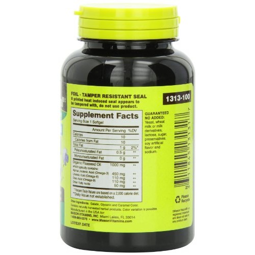 Mason Natural, Flax Seed Oil, 1000 Mg Omega 3-6-9 Linaza, Softg...