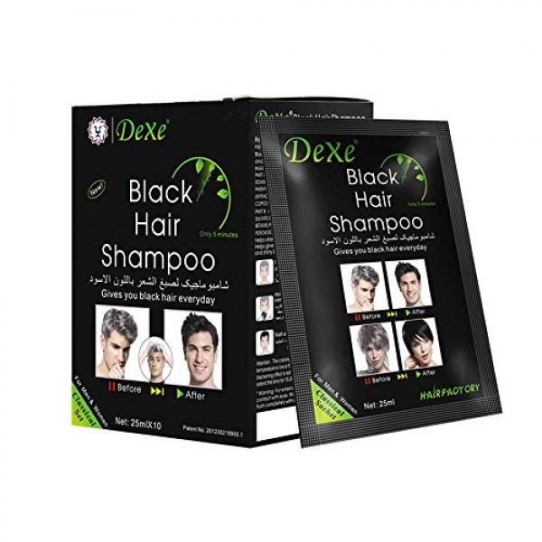 10PCS Black Hair Dye Hair Shampoo White Hair into Black Instant H...