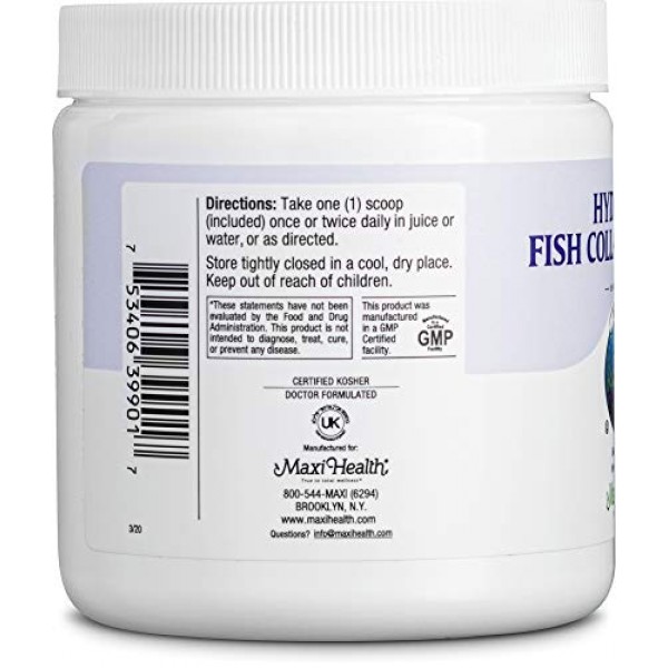 Maxi-Health Marine Collagen Peptides Powder, 155g - Unflavored Hy...