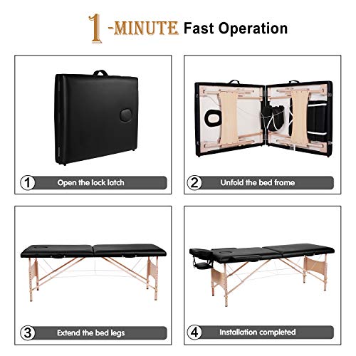 MaxKare Portable Massage Table 84 Facial Spa Bed with Carrying ...