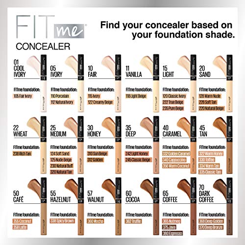 Maybelline New York Fit Me! Concealer, 20 Sand, 0.23 Fl Oz Pack ...