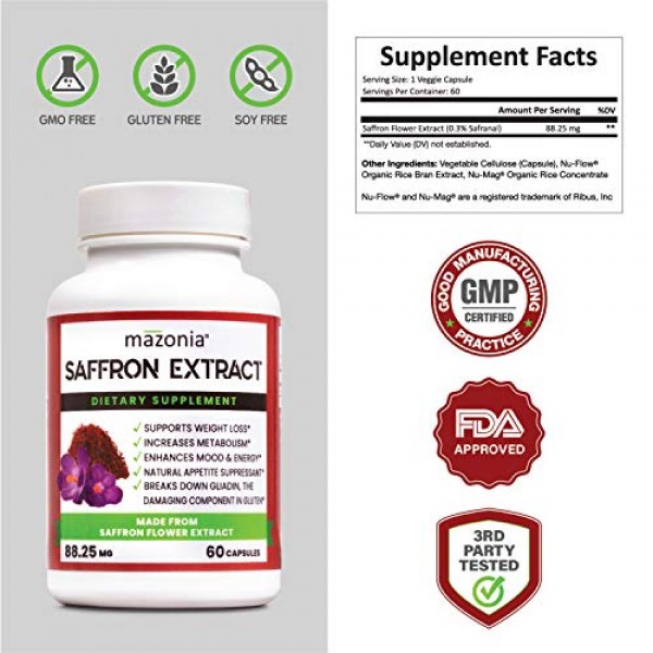 Saffron Extract 88.25mg | Saffron Extract Supplement | Mood Boost...