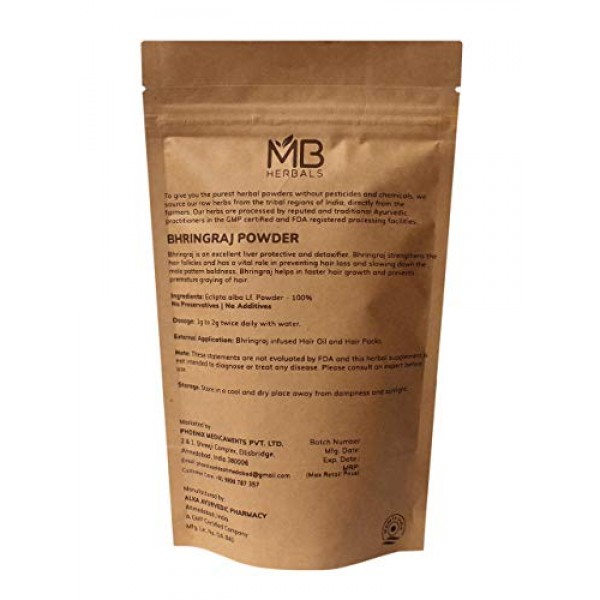 MB Herbals Pure Bhringraj Powder 100 Grams | Pure Bhringaraj Ecli...