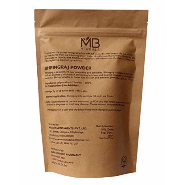 MB Herbals Pure Bhringraj Powder 227g | 8.00 oz | Half Pound | Pu...