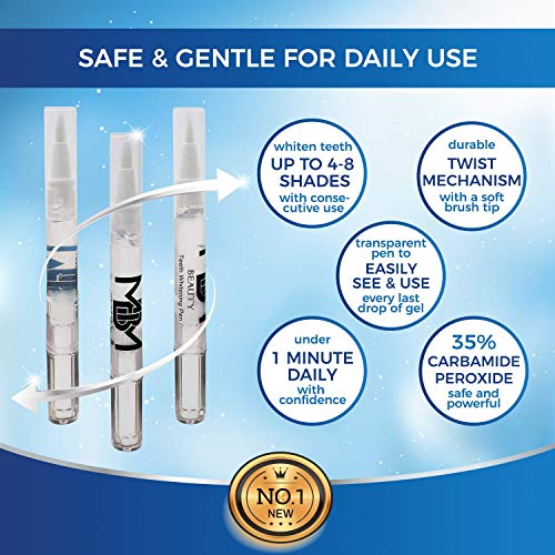 Teeth Whitening Pen 3 Pens Safe 35% Carbamide Peroxide Gel,Eas...
