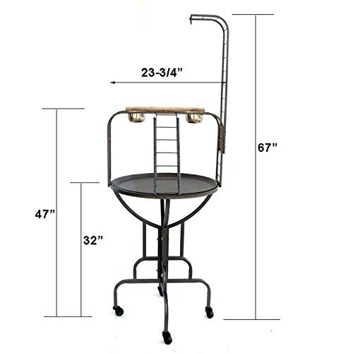 Elegant and Durable Wrought Iron Parrot Bird Play Rolling Stand P...