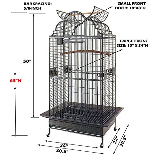 Large Stylish Play Dome Top Durable Wrought Iron Bird Parrot Part...
