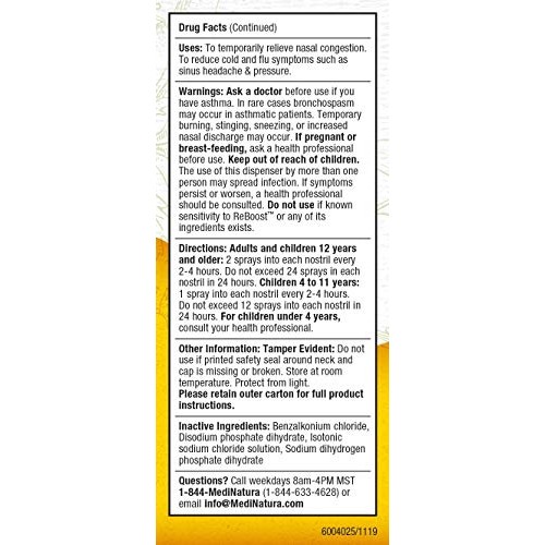 MediNatura ReBoost Decongestion Nasal Spray - Fast Nasal Symptom ...