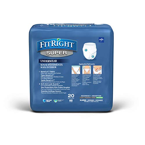 Medline FIT33600A FitRight Super Adult Incontinence Underwear, Ma...