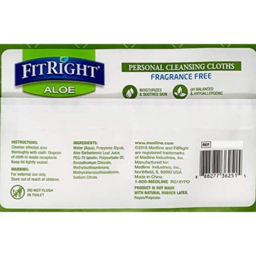 MEDLINE FitRight Aloe Quilted Heavyweight Personal Cleansing Clot...