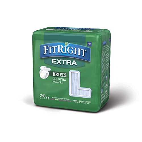 Medline FitRight Extra Adult Briefs with Tabs, Moderate Absorbenc...