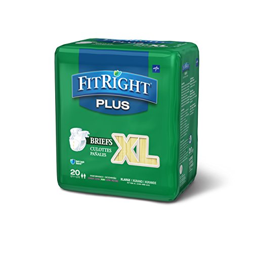 Medline FitRight Plus Adult Briefs with Tabs, Moderate Absorbency...