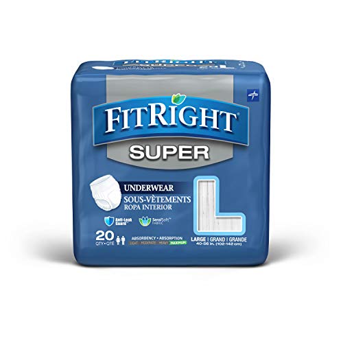Medline FitRight Super Adult Incontinence Underwear, Maximum Abso...