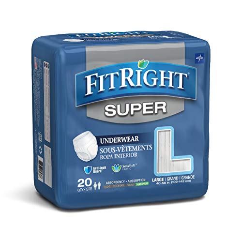 Medline FitRight Super Adult Incontinence Underwear, Maximum Abso...