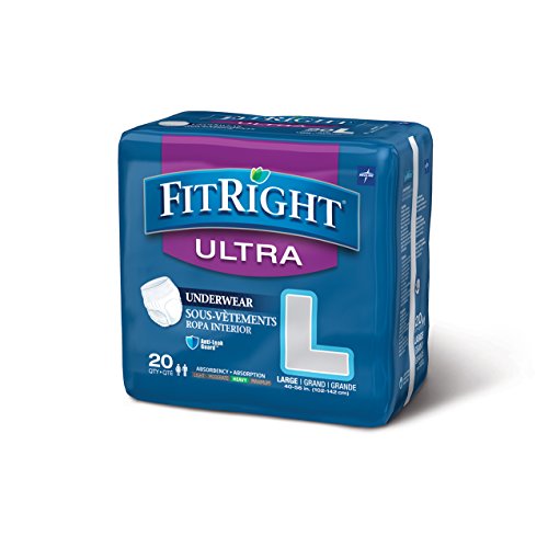 MEDLINE Fitright Ultra Protective Underwear, Large, 4 packs of 20...